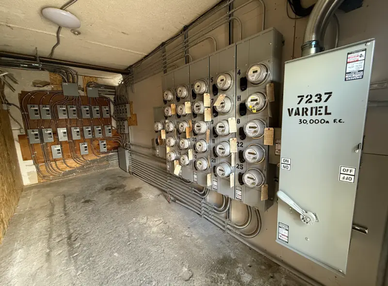 Clean conduit run and panel installation on a commercial property
